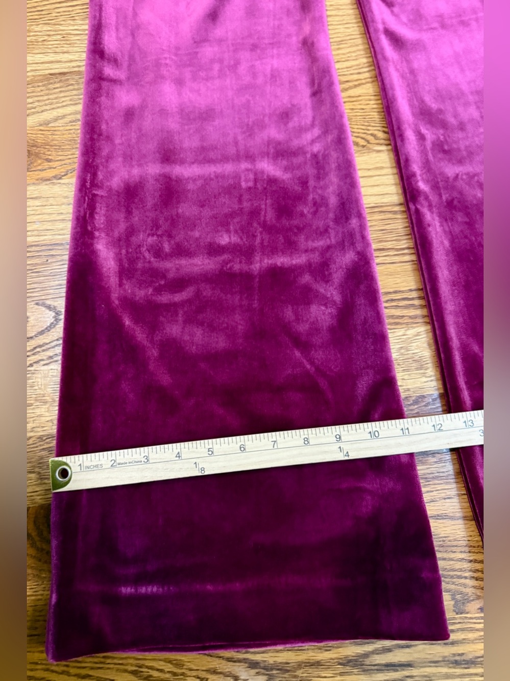 NWT Express The Editor Wide Leg Velvet Trouser Pants Berry Plum Size 4 Regular - Picture 7 of 9